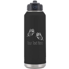 Personalized black 32 oz vacuum insulated water bottle with 'Butterflies' design
