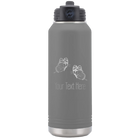 Personalized dark gray 32 oz vacuum insulated water bottle with 'Butterflies' design