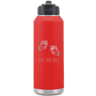 Personalized red 32 oz vacuum insulated water bottle with 'Butterflies' design