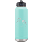 Personalized teal 32 oz vacuum insulated water bottle with 'Butterflies' design