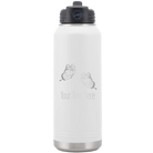 Personalized white 32 oz vacuum insulated water bottle with 'Butterflies' design