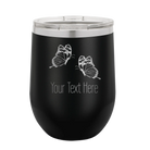 Personalized black 12 oz vacuum insulated wine cup with 'Butterflies' design
