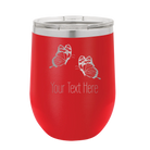 Personalized red 12 oz vacuum insulated wine cup with 'Butterflies' design