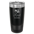 Personalized black 20 oz vacuum insulated tumbler with 'Bee Kind' design