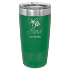 Personalized green 20 oz vacuum insulated tumbler with 'Bee Kind' design