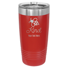 Personalized red 20 oz vacuum insulated tumbler with 'Bee Kind' design