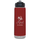 Personalized maroon 20 oz vacuum insulated water bottle with 'Bee Kind' design