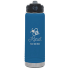 Personalized royal blue 20 oz vacuum insulated water bottle with 'Bee Kind' design