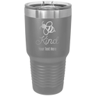 Personalized dark gray 30 oz vacuum insulated tumbler with 'Bee Kind' design