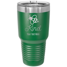 Personalized green 30 oz vacuum insulated tumbler with 'Bee Kind' design