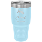 Personalized light blue 30 oz vacuum insulated tumbler with 'Bee Kind' design