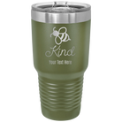 Personalized olive green 30 oz vacuum insulated tumbler with 'Bee Kind' design