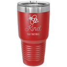 Personalized red 30 oz vacuum insulated tumbler with 'Bee Kind' design