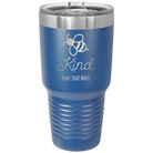 Personalized royal blue 30 oz vacuum insulated tumbler with 'Bee Kind' design