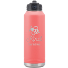 Personalized coral 32 oz vacuum insulated water bottle with 'Bee Kind' design