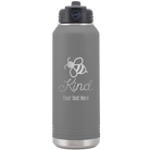 Personalized dark gray 32 oz vacuum insulated water bottle with 'Bee Kind' design