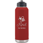Personalized maroon 32 oz vacuum insulated water bottle with 'Bee Kind' design