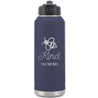 Personalized navy 32 oz vacuum insulated water bottle with 'Bee Kind' design