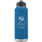 Personalized royal blue 32 oz vacuum insulated water bottle with 'Bee Kind' design