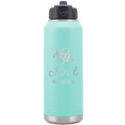 Personalized teal 32 oz vacuum insulated water bottle with 'Bee Kind' design