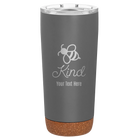 Personalized storm gray 20 oz vacuum insulated tumbler with 'Bee Kind' design