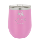 Personalized light purple 12 oz vacuum insulated wine cup with 'Bee Kind' design