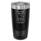 Personalized black 20 oz vacuum insulated tumbler with 'Camping Squad' design