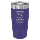 Personalized purple 20 oz vacuum insulated tumbler with 'Camping Squad' design
