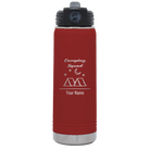 Personalized maroon 20 oz vacuum insulated water bottle with 'Camping Squad' design