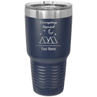 Personalized navy 30 oz vacuum insulated tumbler with 'Camping Squad' design