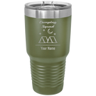 Personalized olive green 30 oz vacuum insulated tumbler with 'Camping Squad' design
