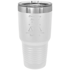 Personalized white 30 oz vacuum insulated tumbler with 'Camping Squad' design
