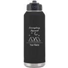 Personalized black 32 oz vacuum insulated water bottle with 'Camping Squad' design