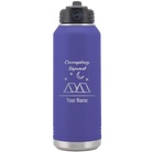 Personalized purple 32 oz vacuum insulated water bottle with 'Camping Squad' design