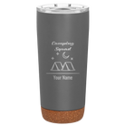 Personalized storm gray 20 oz vacuum insulated tumbler with 'Camping Squad' design