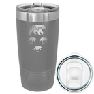 Personalized dark gray 20 oz vacuum insulated tumbler with 'Papa Bear 3 baby bears' design