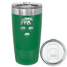 Personalized green 20 oz vacuum insulated tumbler with 'Papa Bear 3 baby bears' design