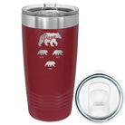 Personalized maroon 20 oz vacuum insulated tumbler with 'Papa Bear 3 baby bears' design
