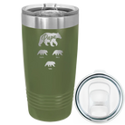 Personalized olive green 20 oz vacuum insulated tumbler with 'Papa Bear 3 baby bears' design