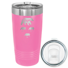 Personalized pink 20 oz vacuum insulated tumbler with 'Papa Bear 3 baby bears' design