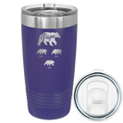 Personalized purple 20 oz vacuum insulated tumbler with 'Papa Bear 3 baby bears' design