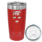 Personalized red 20 oz vacuum insulated tumbler with 'Papa Bear 3 baby bears' design