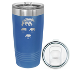 Personalized royal blue 20 oz vacuum insulated tumbler with 'Papa Bear 3 baby bears' design