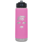 Personalized light purple 20 oz vacuum insulated water bottle with 'Papa Bear 3 baby bears' design