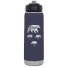 Personalized navy 20 oz vacuum insulated water bottle with 'Papa Bear 3 baby bears' design