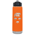 Personalized orange 20 oz vacuum insulated water bottle with 'Papa Bear 3 baby bears' design