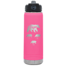 Personalized pink 20 oz vacuum insulated water bottle with 'Papa Bear 3 baby bears' design
