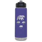 Personalized purple 20 oz vacuum insulated water bottle with 'Papa Bear 3 baby bears' design
