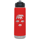 Personalized red 20 oz vacuum insulated water bottle with 'Papa Bear 3 baby bears' design