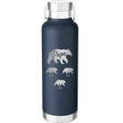Personalized navy 24 oz vacuum insulated water bottle with 'Papa Bear 3 baby bears' design